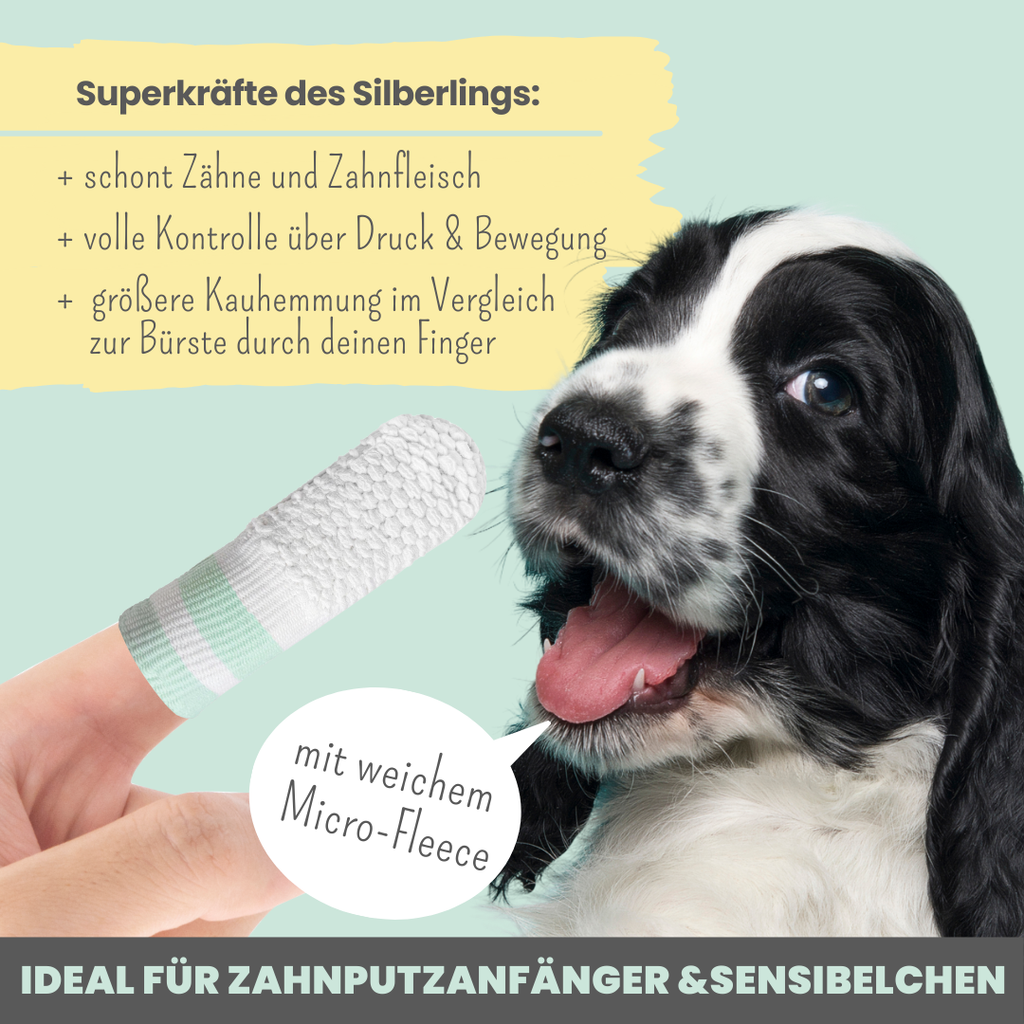 Silberling: Antibakterieller Zahnpflege-Fingerling für Hunde mit Silberionen (1 Stk.)