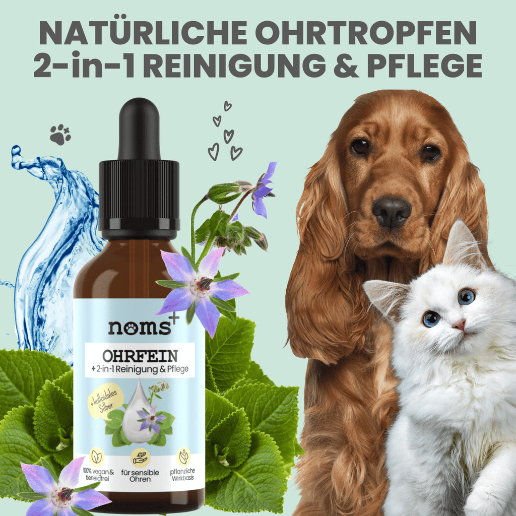 2-in-1 Ohrfein Reinigung & Pflege für Hunde & Katzen mit kolloidalem Silber (50ml)