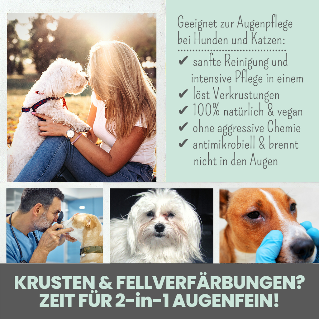 2-in-1 Augenfein Reinigung & Pflege für Hunde & Katzen mit kolloidalem Silber (50ml)