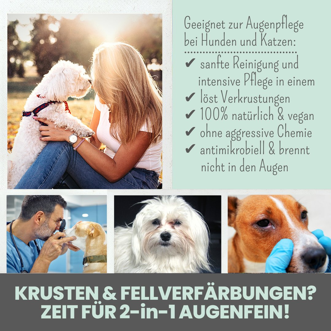 2-in-1 Augenfein Reinigung & Pflege für Hunde & Katzen mit kolloidalem Silber (50ml)